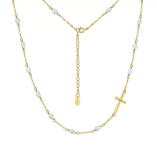 Pearl Cross Link Necklace