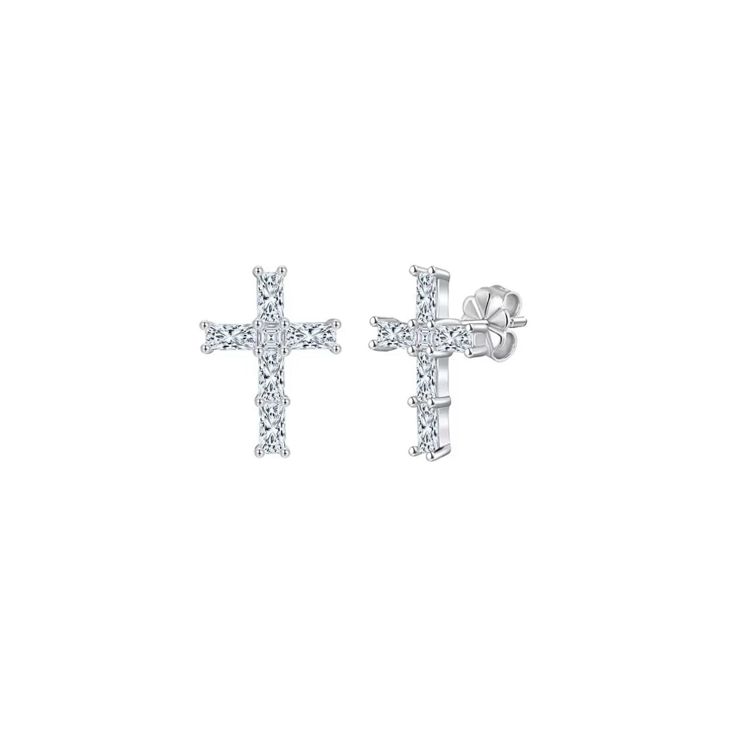 Cross Moissanite Stud Earrings