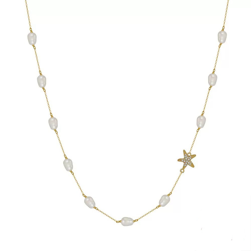 Pearl Starfish Station Necklace