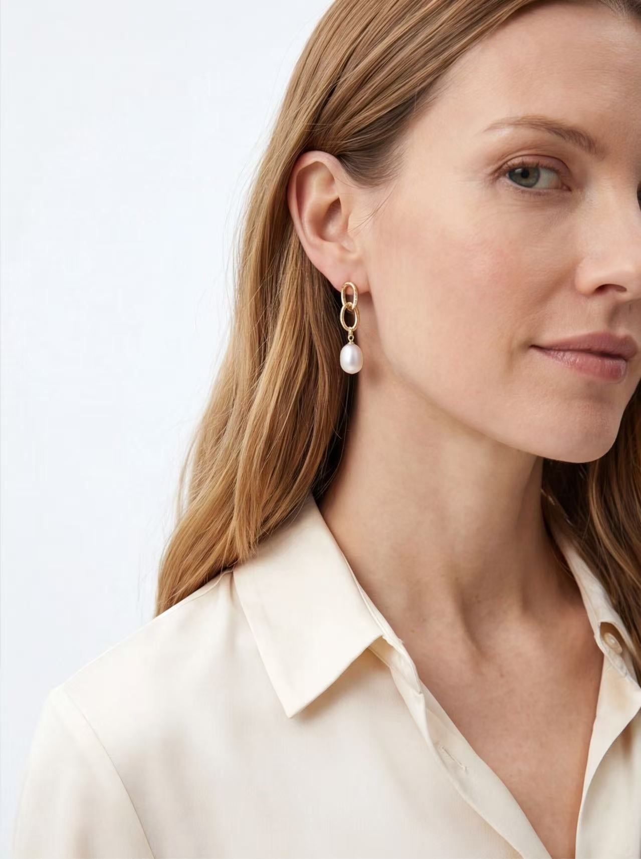Classic Link Pearl – Gold Vermeil Drop Earrings