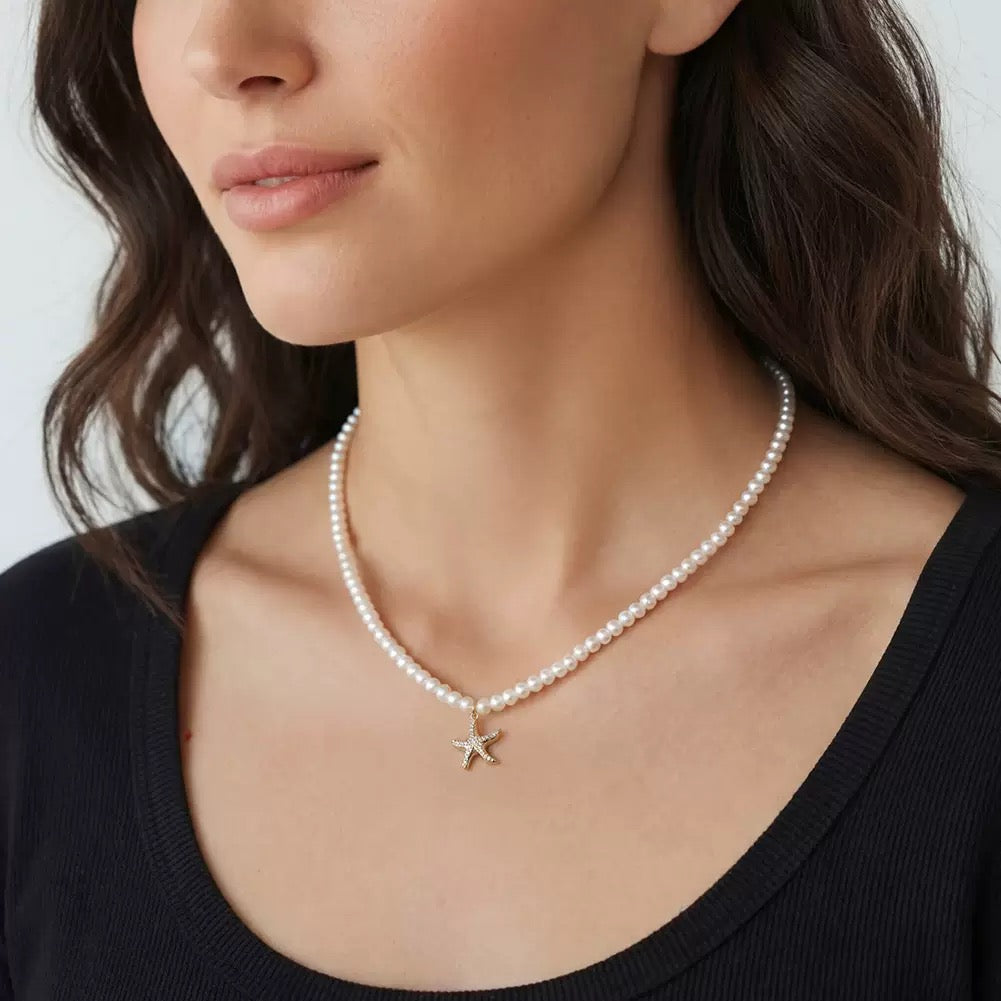 Coastal Pearl Starfish Necklace
