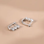 Stone Row Huggie Earrings Hoop Earrings