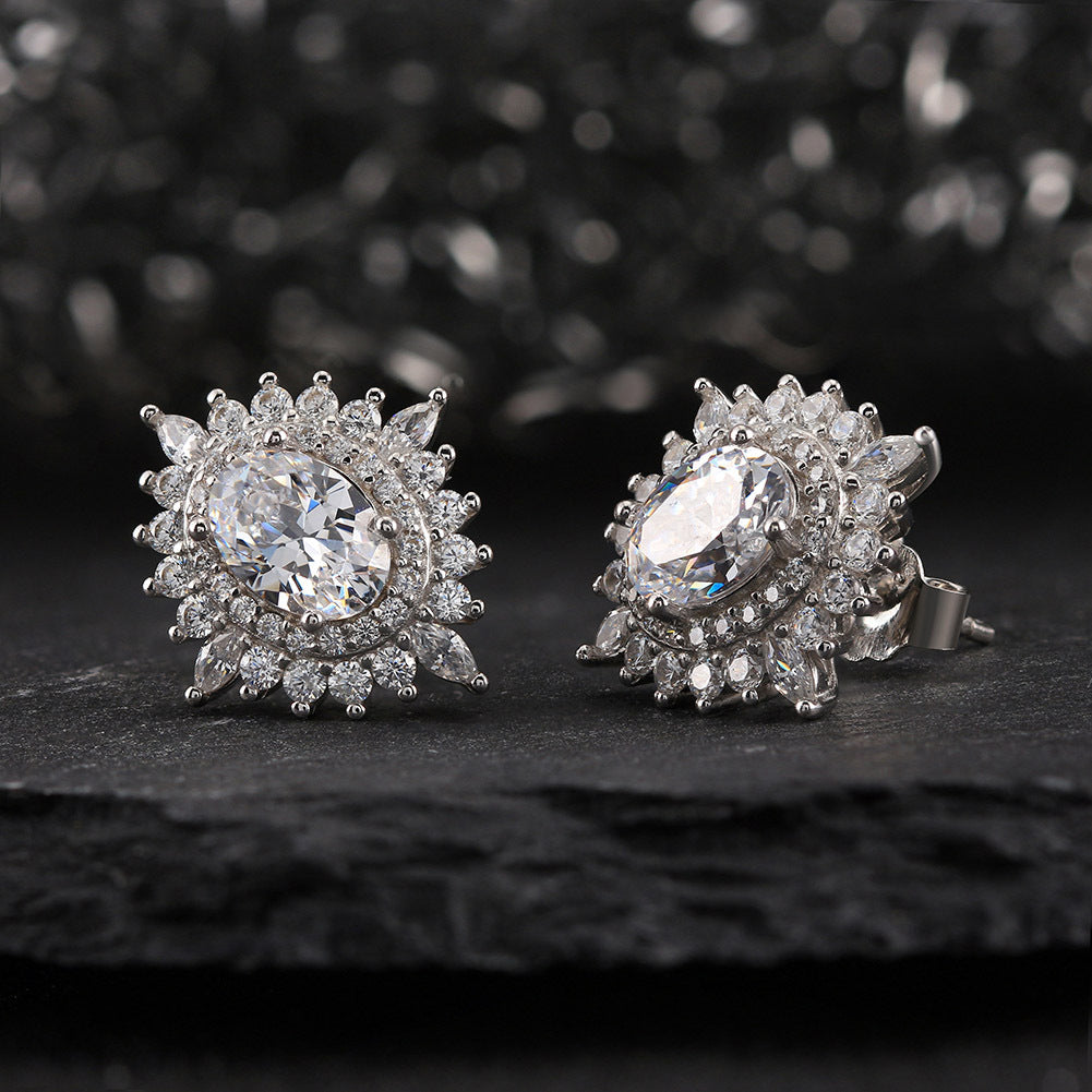 Radiant Vows – Sterling Silver & CZ Bridal Stud Earrings