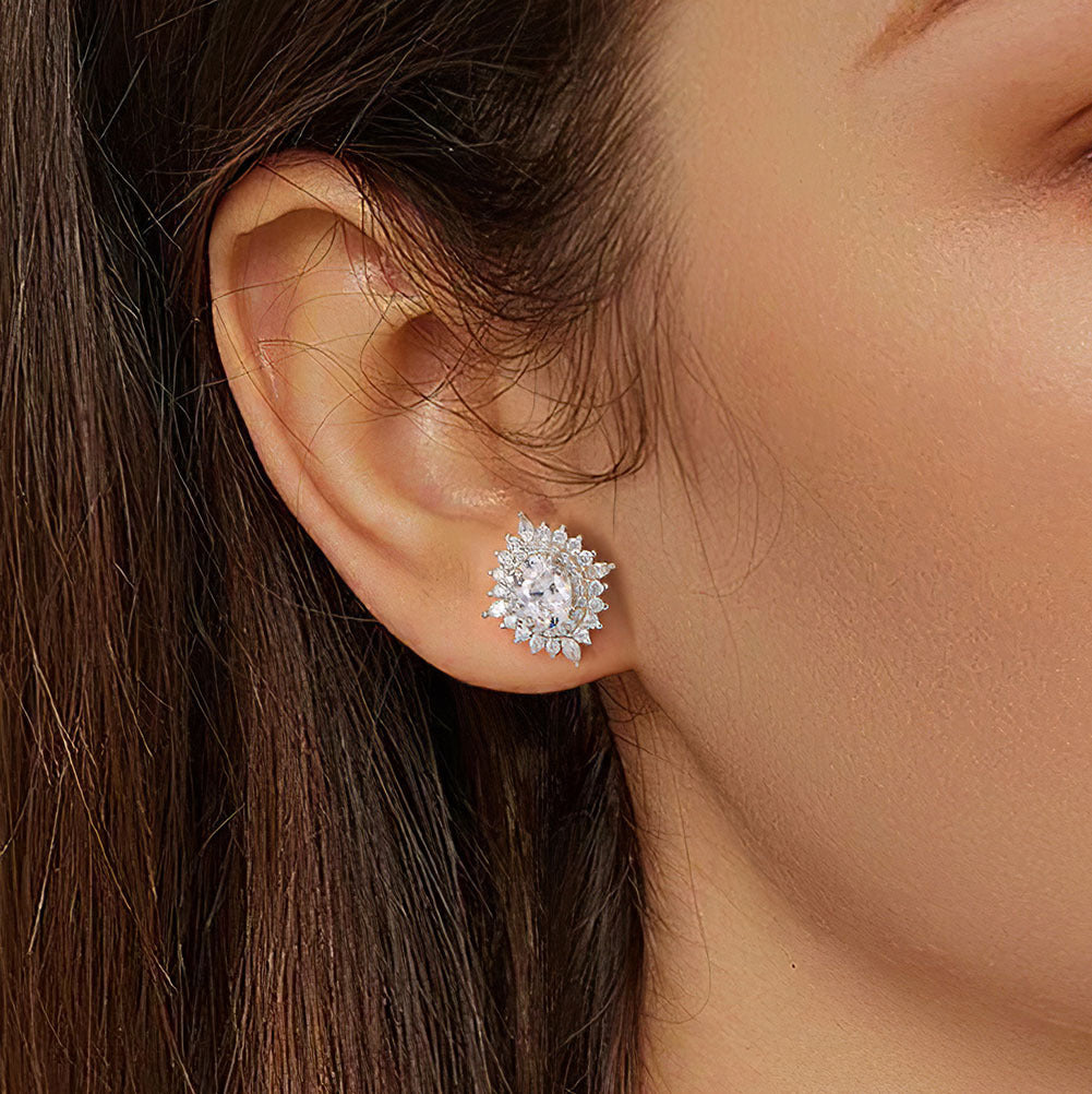 Radiant Vows – Sterling Silver & CZ Bridal Stud Earrings