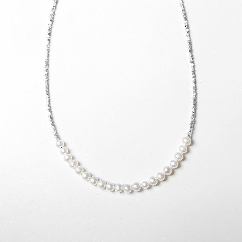 Starlight Cascade – Sterling Silver & Freshwater Pearl Necklace