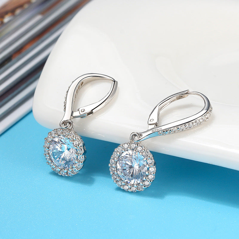 Circle of Forever – Sterling Silver & CZ Bridal Drop Earrings