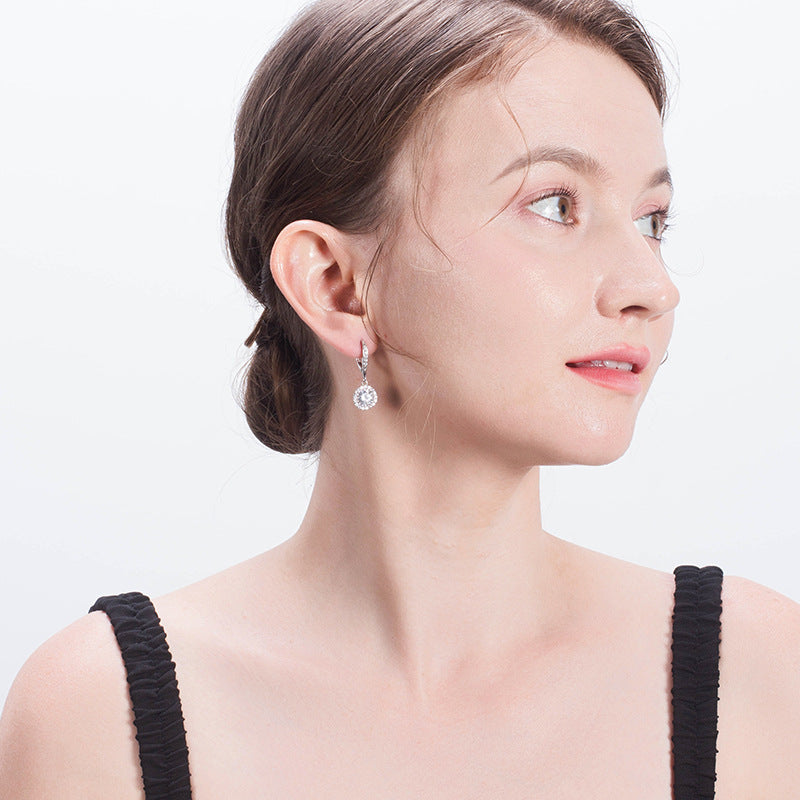 Circle of Forever – Sterling Silver & CZ Bridal Drop Earrings