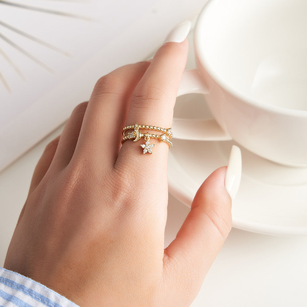 Celestial Charm – Vermeil & CZ Adjustable Ring