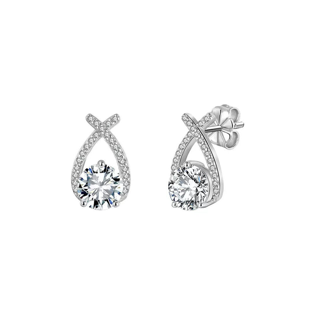 Crossover Teardrop Moissanite Stud Earrings