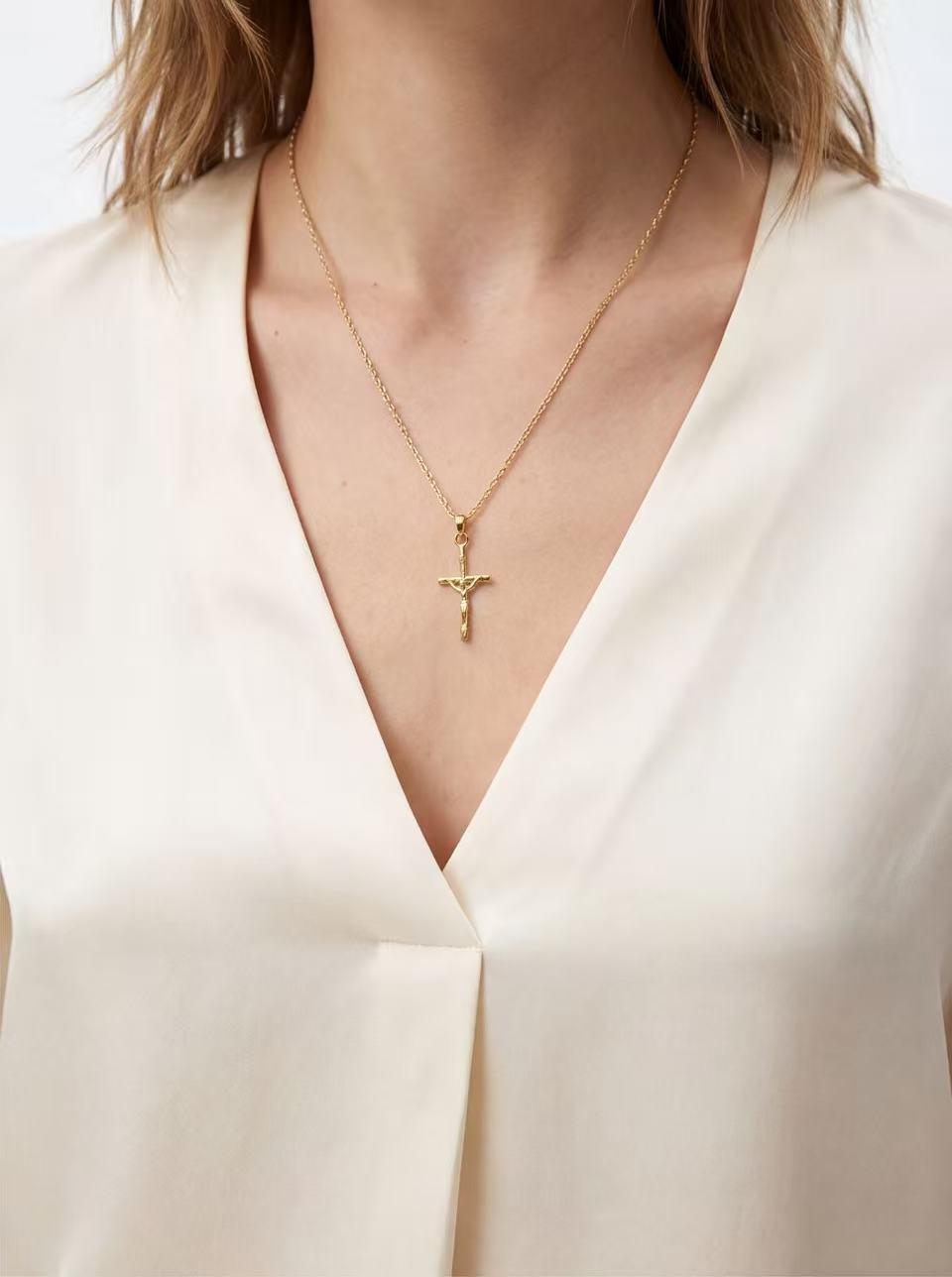 Crucifix Pendant Necklace – Sterling Silver or Gold Plated