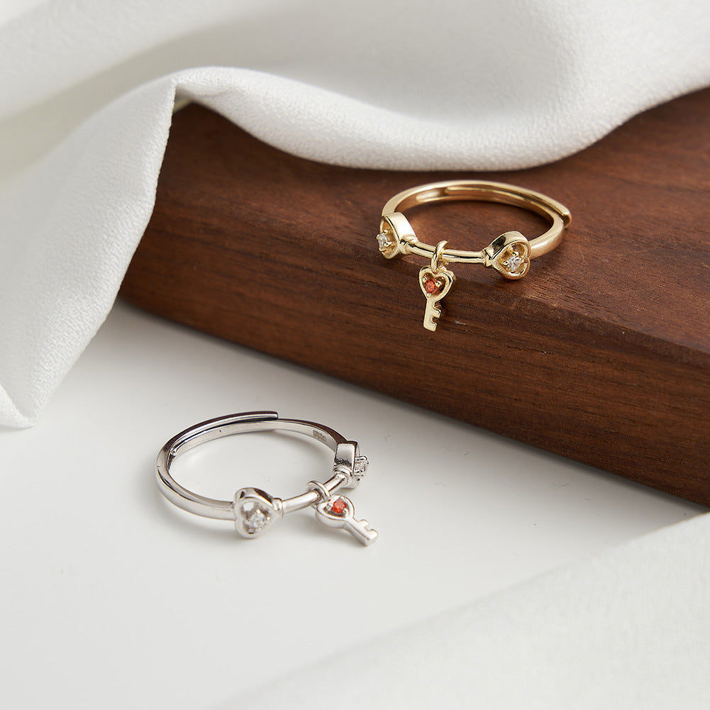 Key to Heart – Vermeil & CZ Adjustable Ring