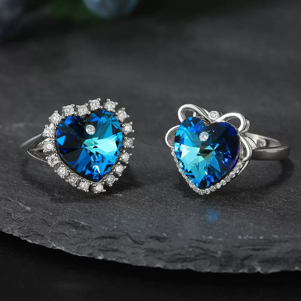 Ocean Aurora – Heart-Cut Austrian Crystal Ring