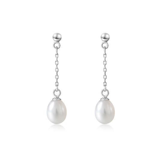 Ethereal Chain – Freshwater Pearl Drop Earrings