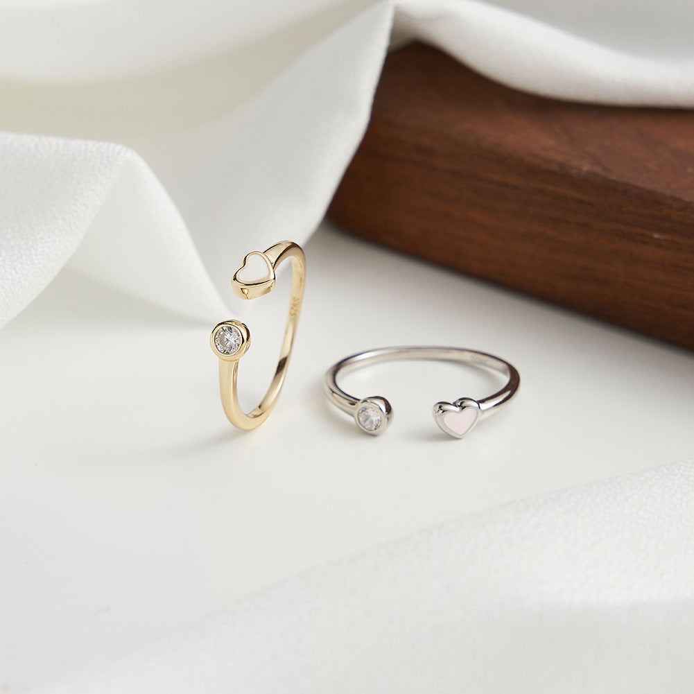 Heart Duo – Vermeil & CZ Adjustable Ring