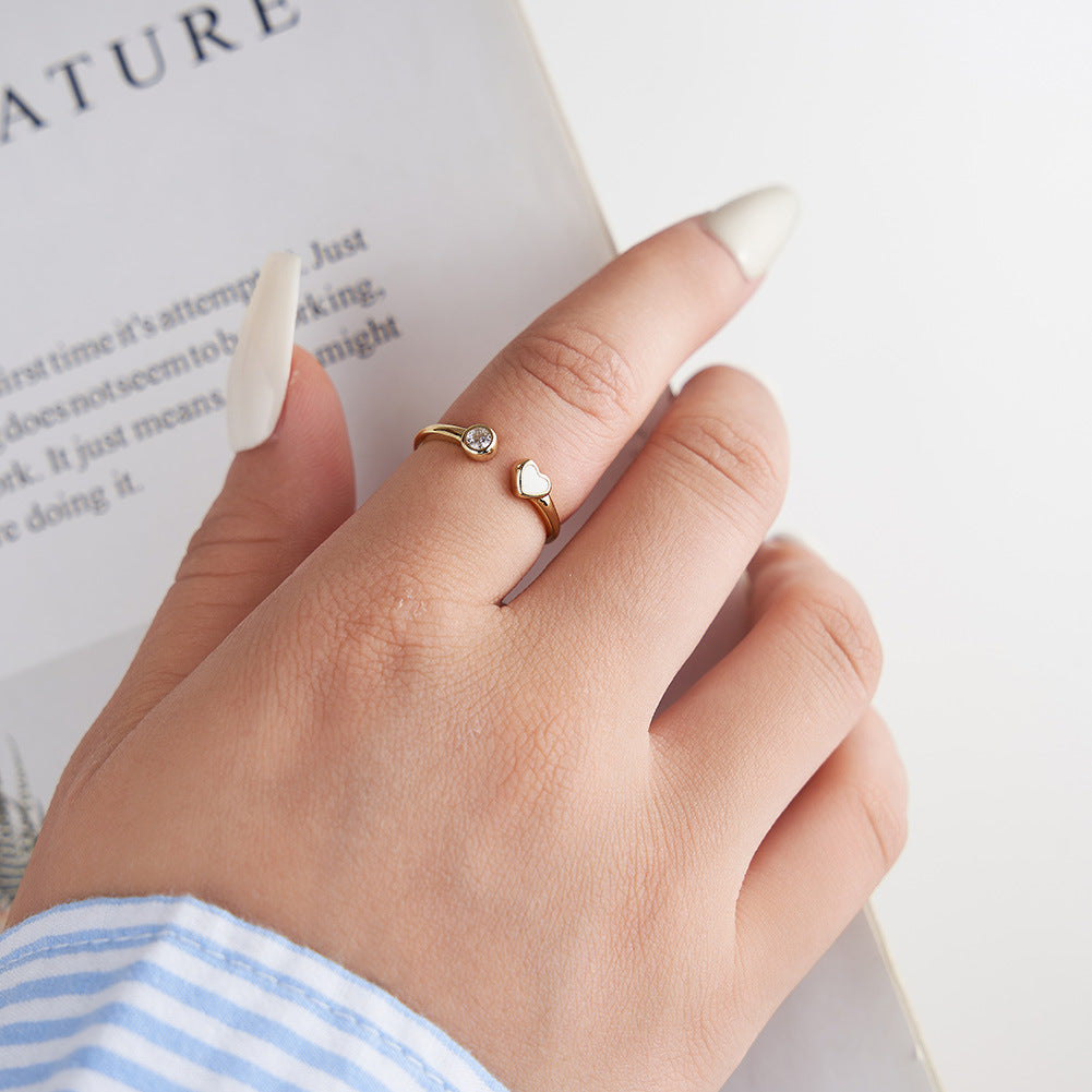 Heart Duo – Vermeil & CZ Adjustable Ring