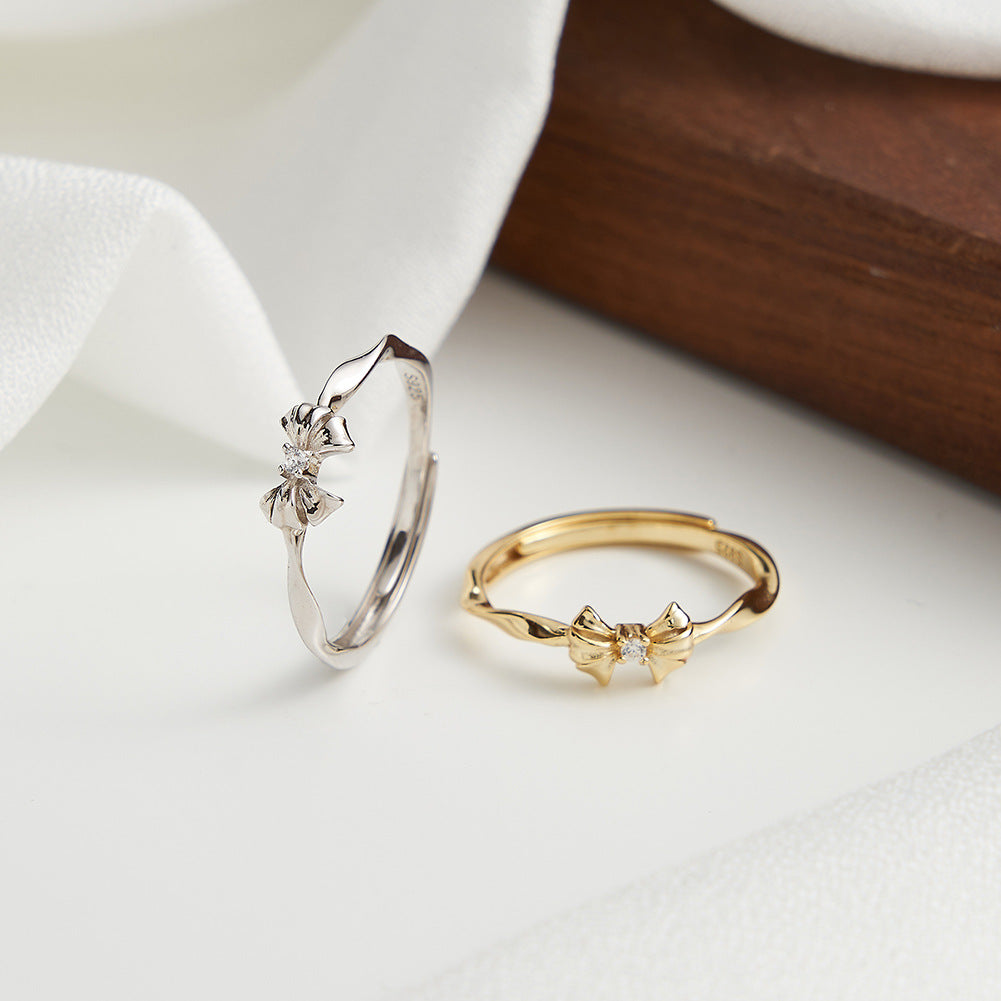 Bow Charm – Vermeil & CZ Adjustable Ring