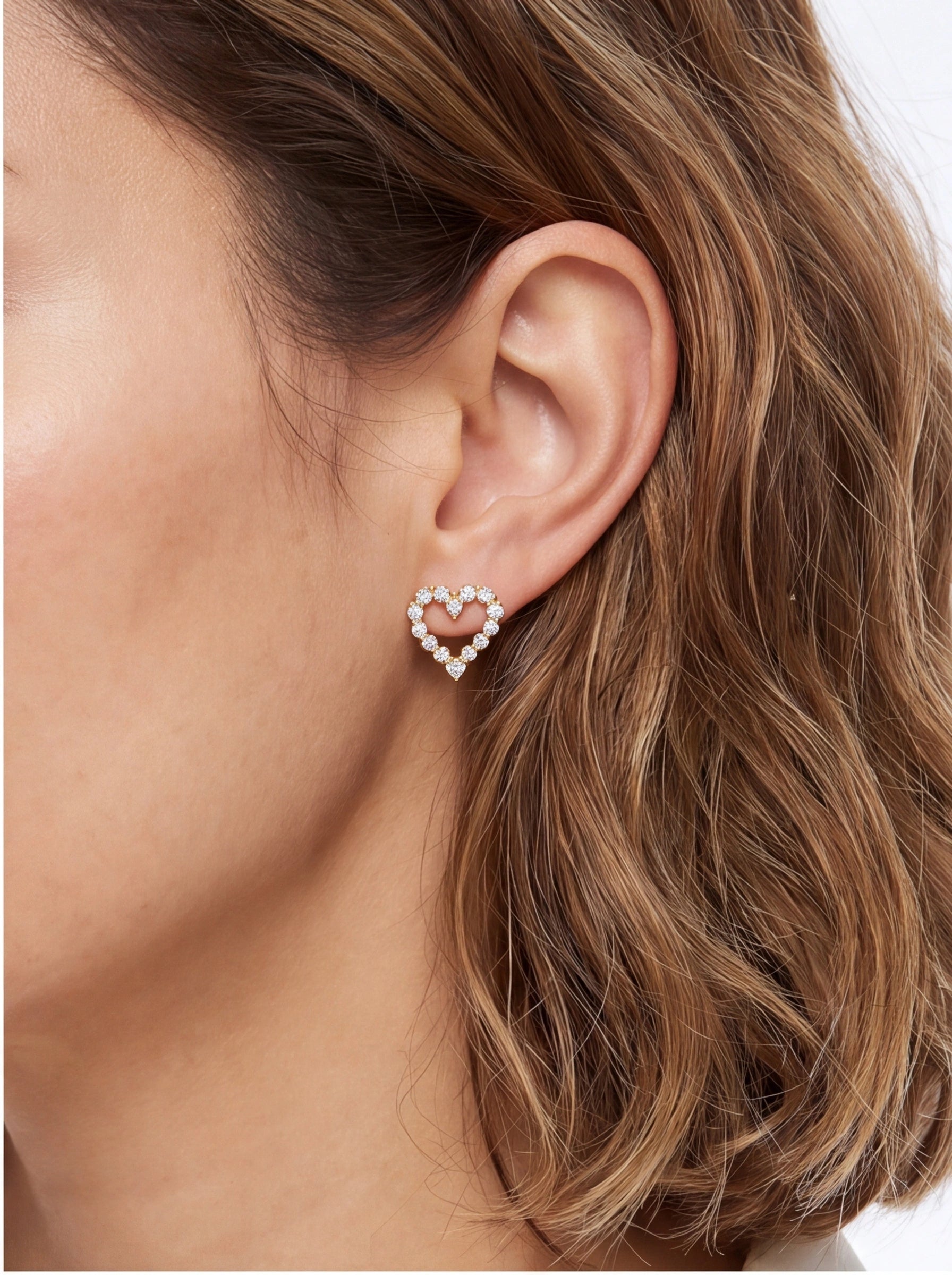 Open Heart Moissanite Stud Earrings