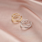 Orbit Lines Curve Adjustable Ring Multi-Stone Rings