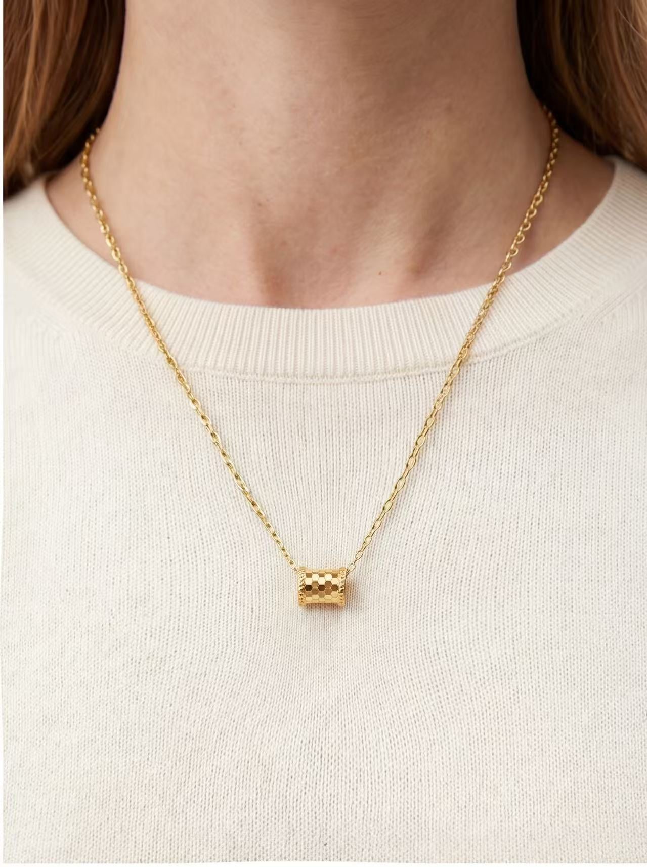 Lucky Barrel Pendant Necklace – 925 Sterling Silver & Gold Vermeil Chain