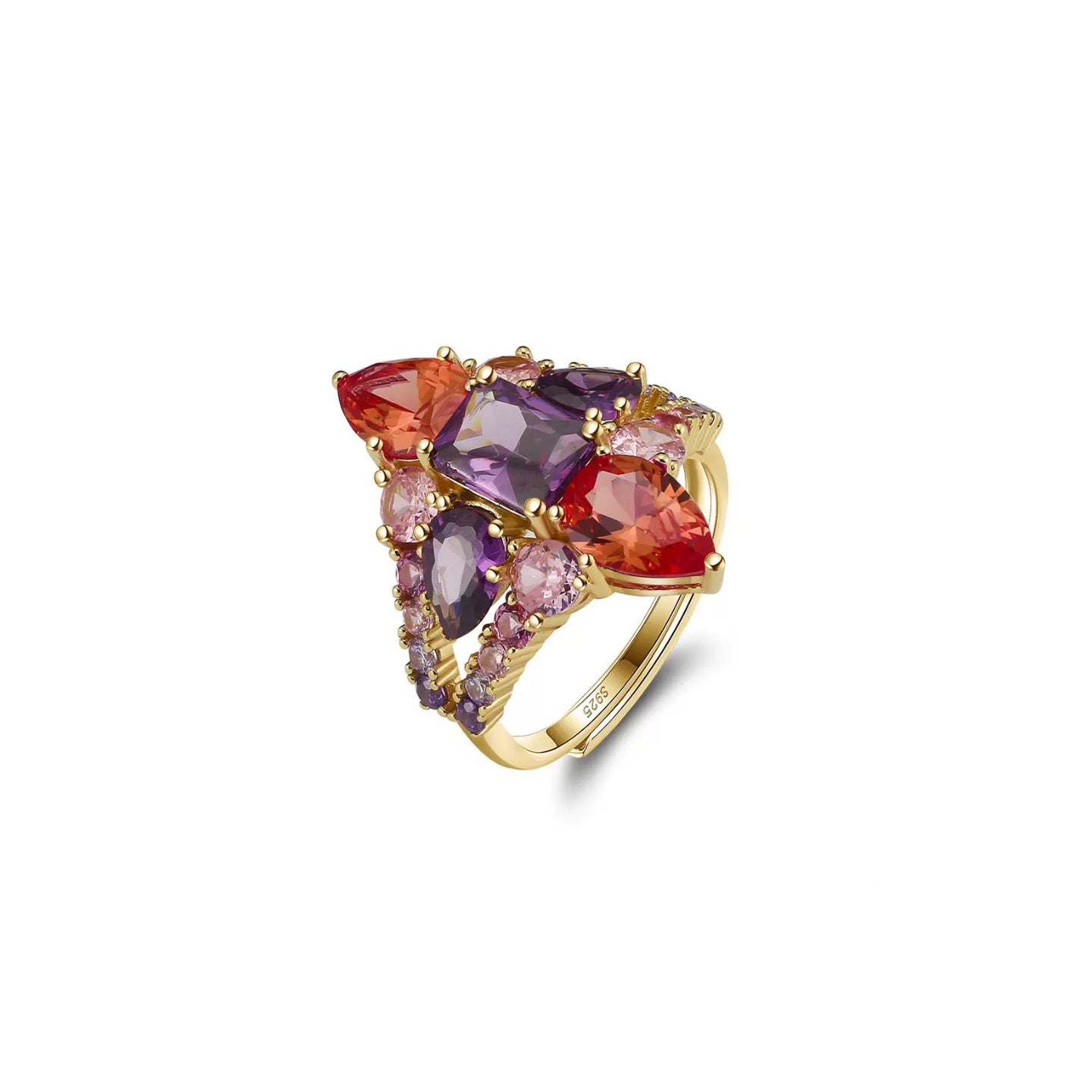 Aurora Flame – Multicolor Gem Cluster Statement Ring