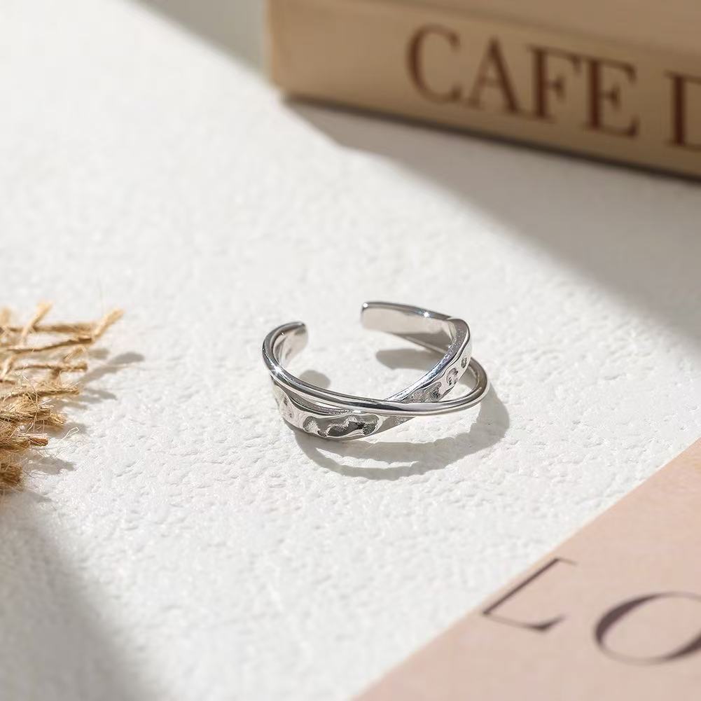 Textured Crossover Adjustable Ring