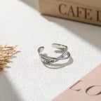 Textured Crossover Adjustable Ring Stackable Rings
