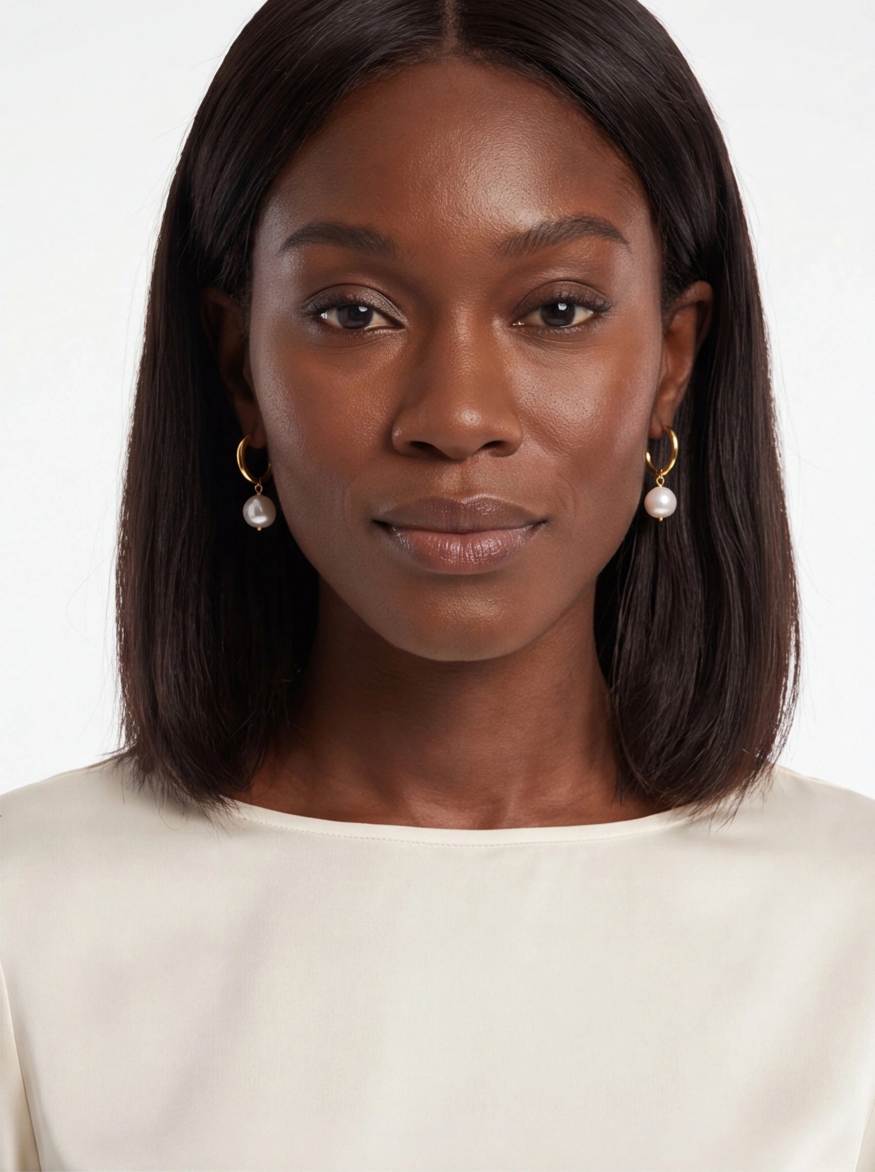 Lumi Pearl Drop – Gold Vermeil Hoop Earrings