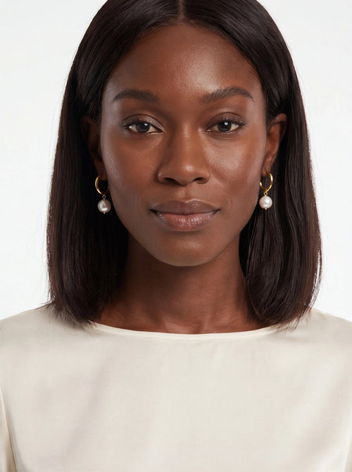 Lumi Pearl Drop Hoop Earrings product photo by Starlight