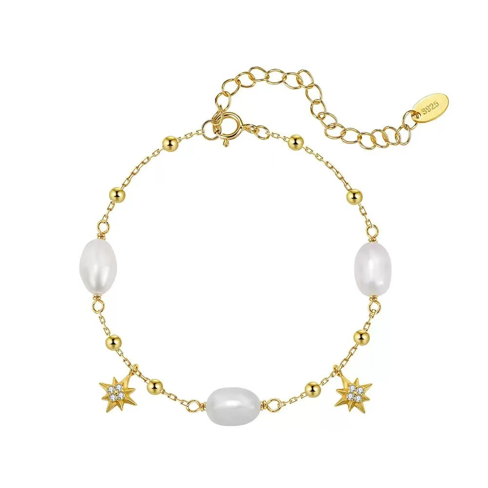 Starlit Pearl Charm Bracelet