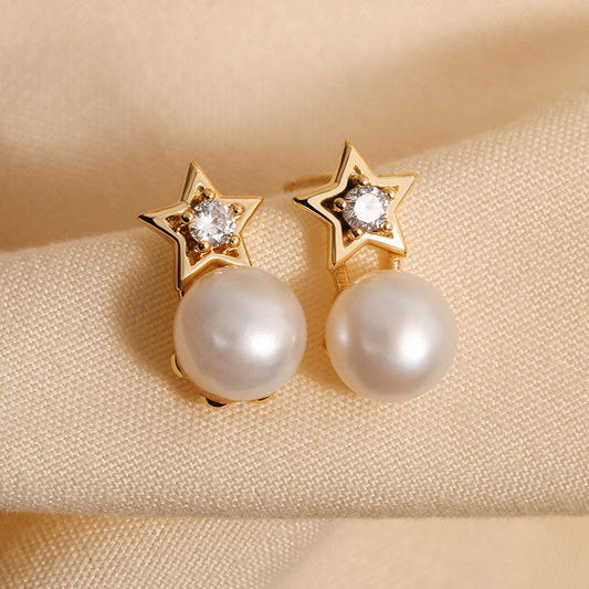 STAR-SHAPED STUD EARRINGS PEARL