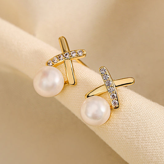 FASHION STYLE STUD EARRINGS PEARL