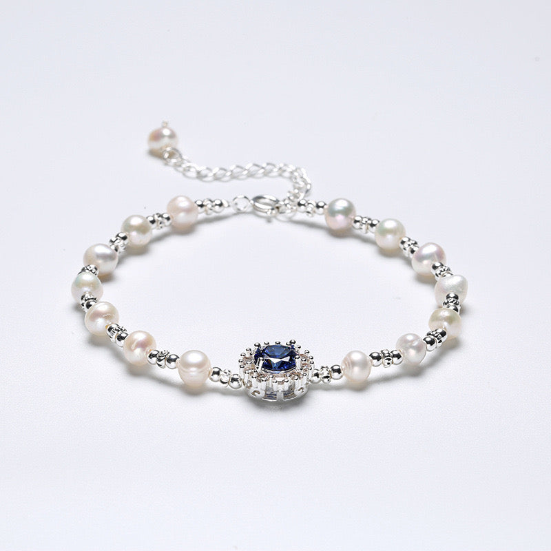 CRYSTAL BRACELET PEARL BLUE