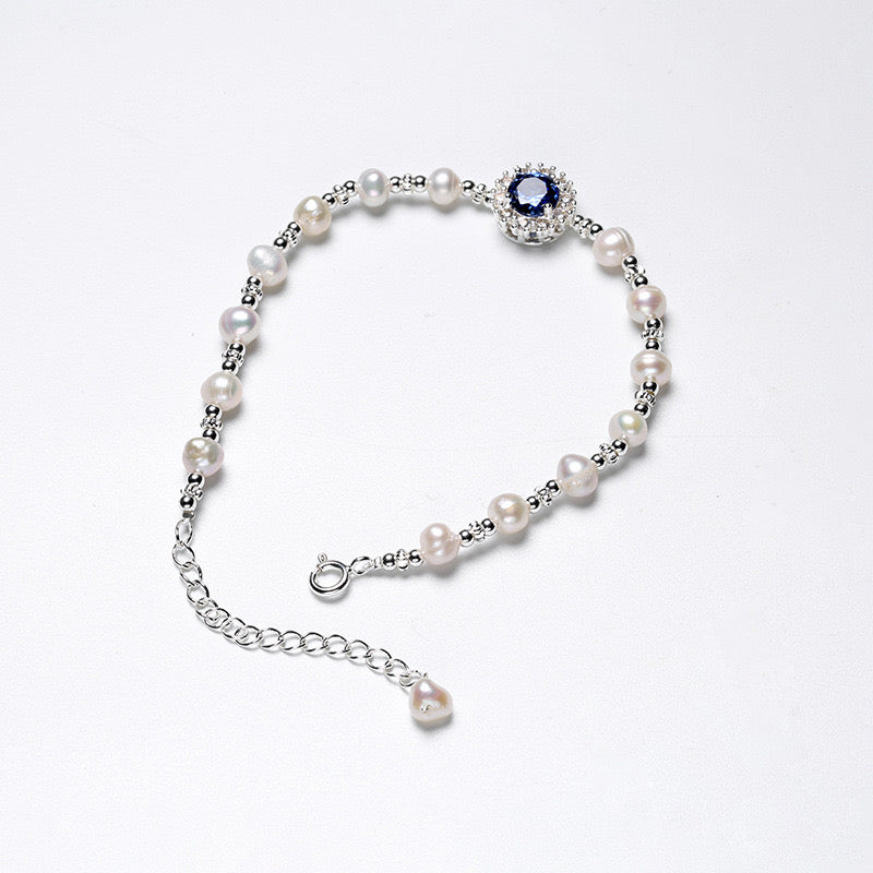 CRYSTAL BRACELET PEARL BLUE