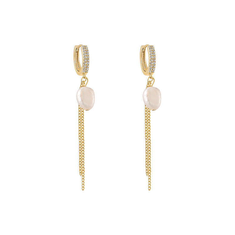 CHAIN EARRING PEARL