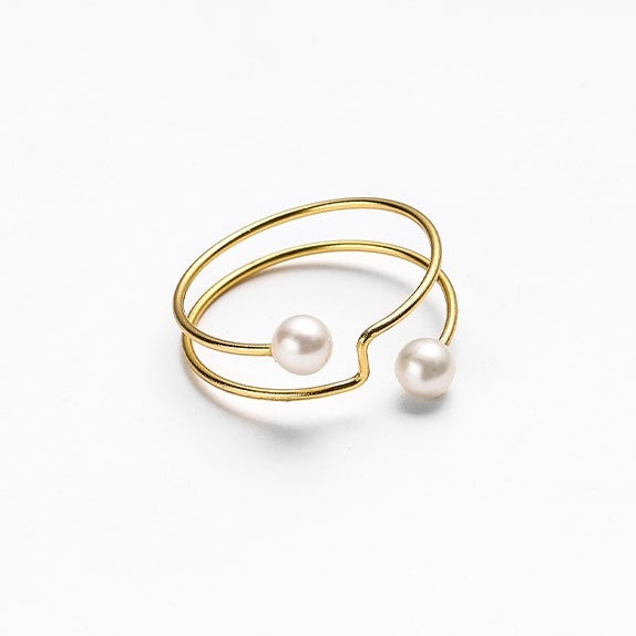 Minimalist Charm – Pearl Line Open Ring