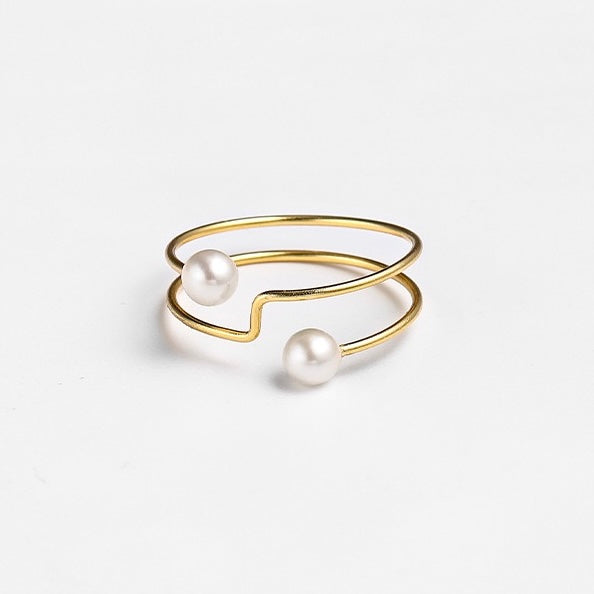 Minimalist Charm – Pearl Line Open Ring