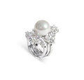 Lustrous Crown – Multi-Band Pearl Bloom Ring