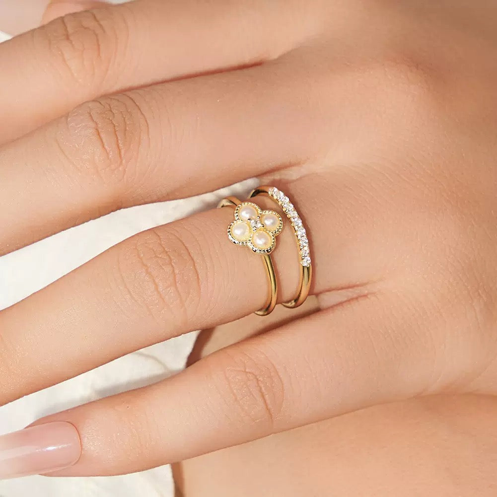 Pearl Bloom – Freshwater Pearl & CZ Sterling Silver Ring