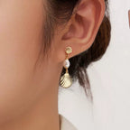 Seashell Pearl Drop Earrings, Summer Beach Earrings, Coastal Vacation Jewelry, Dainty Pearl Earrings