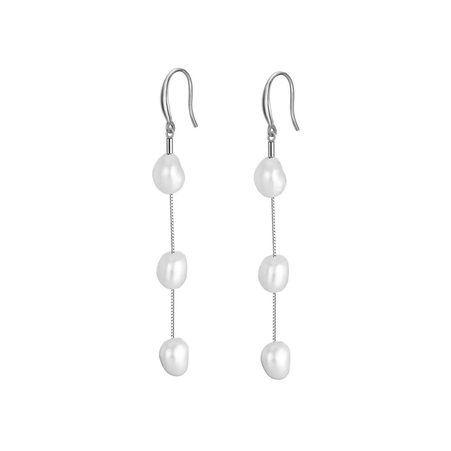 Cascade Drops – Freshwater Pearl Longline Earrings