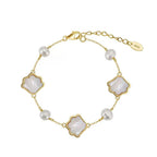 Mother of Pearl Shell Bracelet, Coastal Charm Bracelet, Summer Beach Jewelry