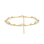 Dewlight Pearl Link Layered Bracelet, Dainty Chain Bracelet, Minimalist Pearl Jewelry