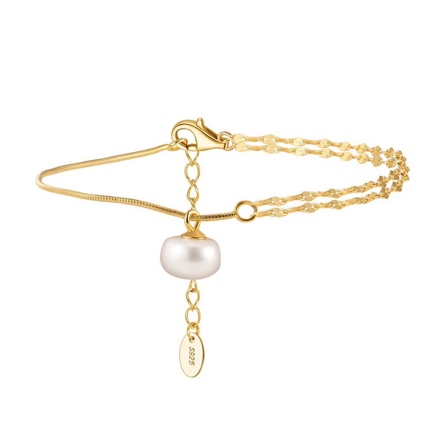 Lustre Drop – Freshwater Pearl Pendant Vermeil Bracelet