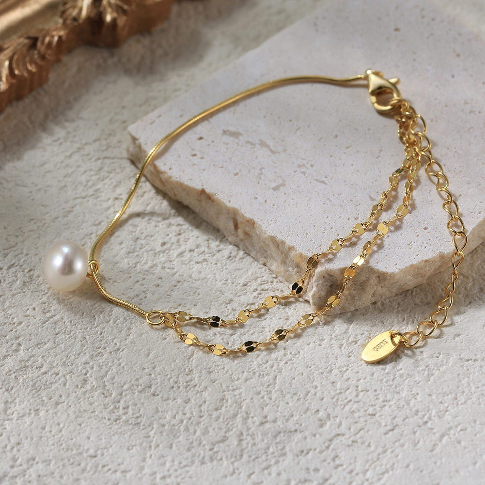 Lustre Drop – Freshwater Pearl Pendant Vermeil Bracelet