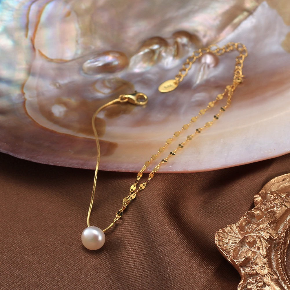 Lustre Drop – Freshwater Pearl Pendant Vermeil Bracelet