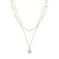 Petite Bloom – Pearl Double Chain & Daisy Pendant Necklace