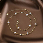Geometric Bead Pearl Necklace Pendant Necklaces