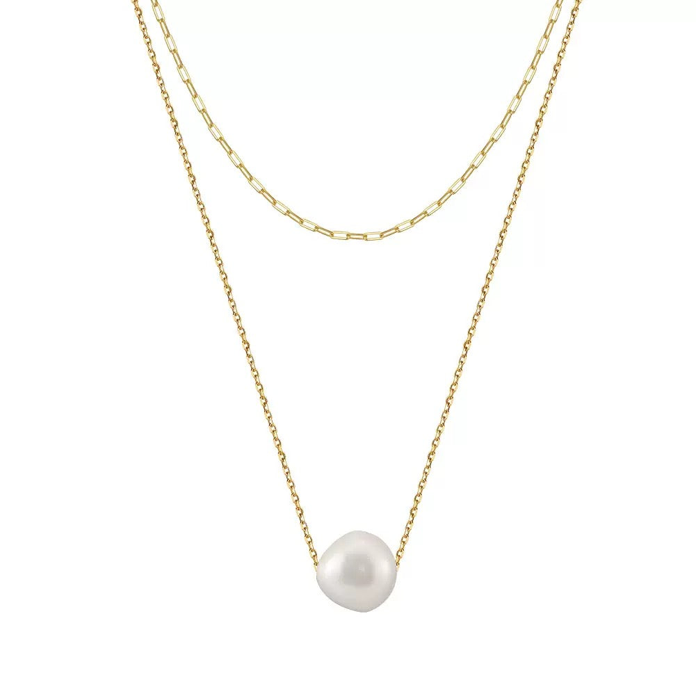 Halo Layer – Freshwater Pearl Double Chain Necklace