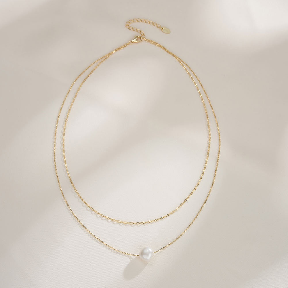 Halo Layer – Freshwater Pearl Double Chain Necklace