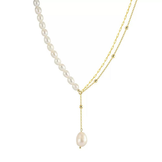 Asym Grace – Freshwater Pearl Lariat Necklace